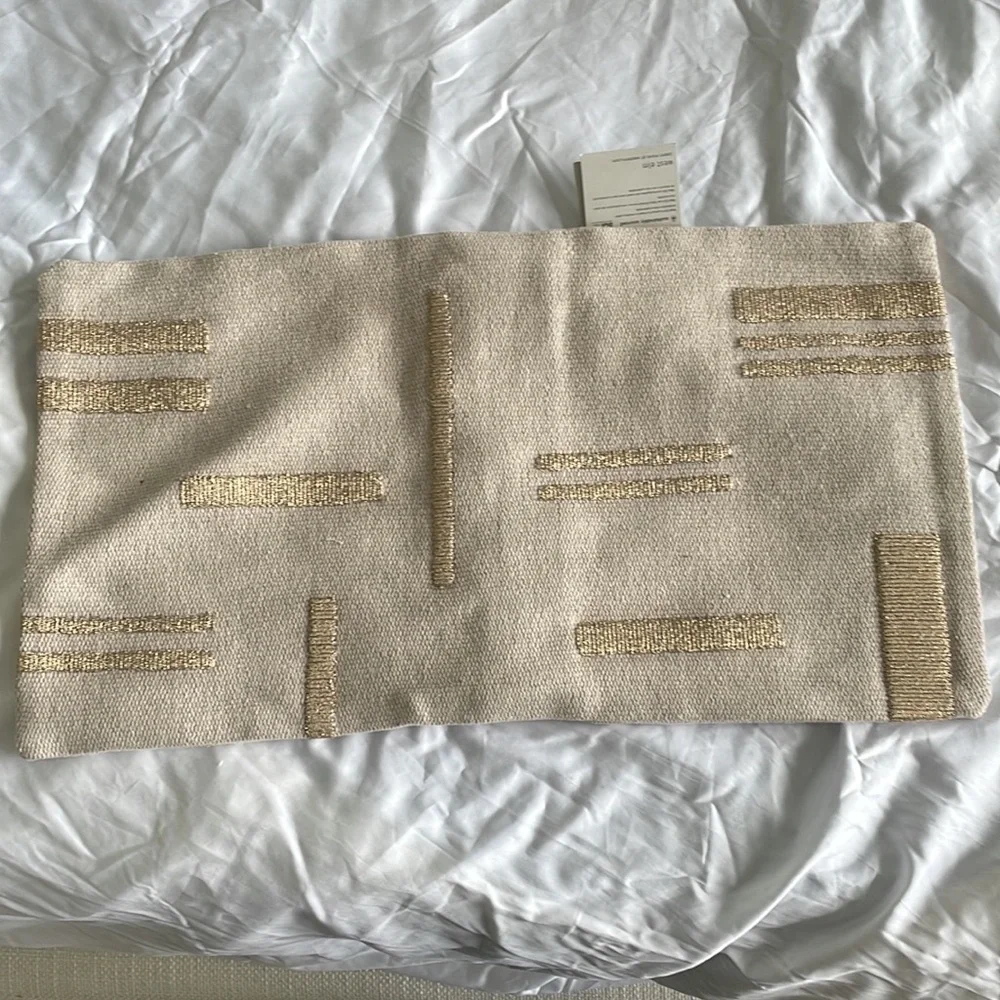 West elm Embroidered Metallic Blocks Pillow Cover